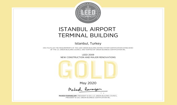 İstanbul Havalimanı Terminali,  'LEED Altın' Sertifikası Aldı